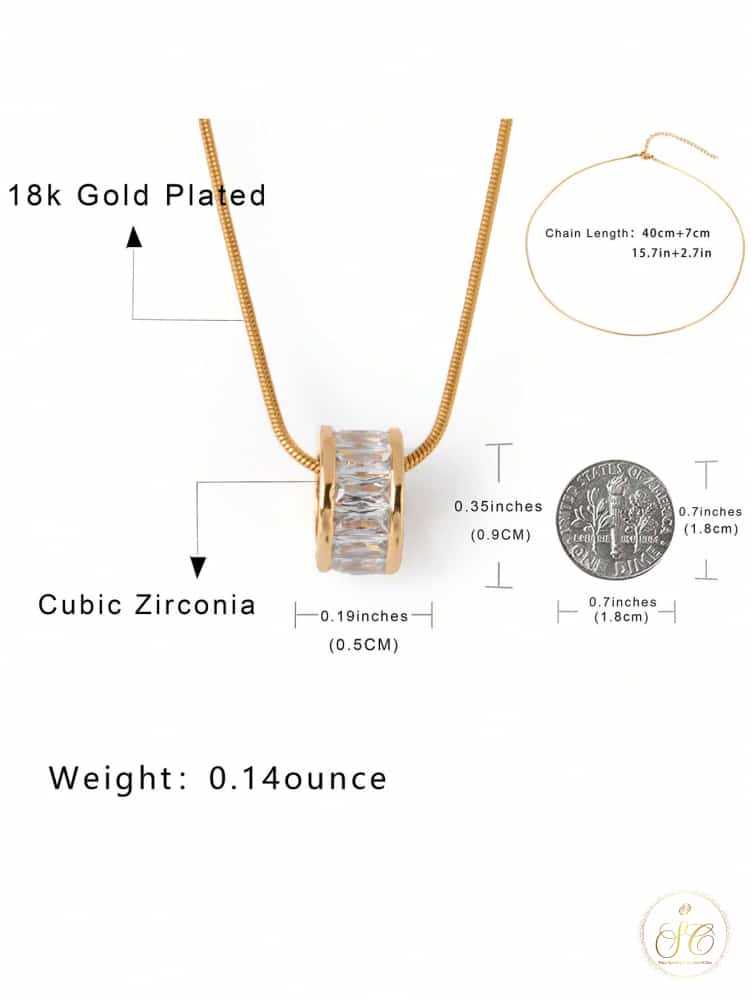 Elegant 18K Goldplated Cubic Zirconia Lucky Ring Pendant Necklace - SeoulChic.store