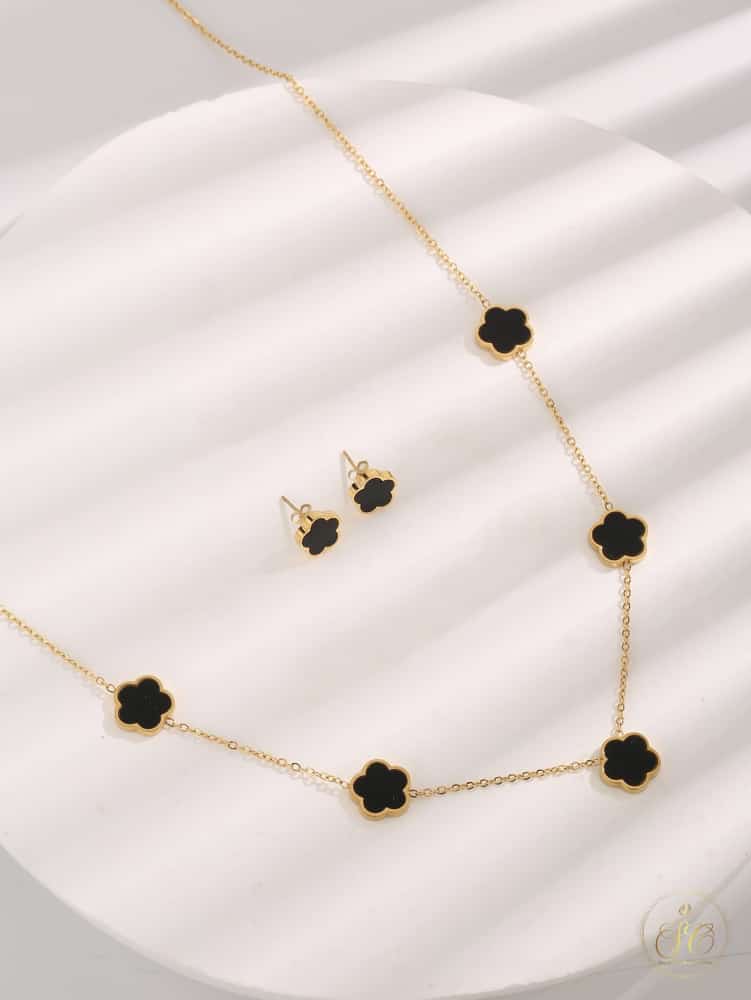Chic 3Piece Elegant Stainless Steel Flower Jewelry Set - SeoulChic.store