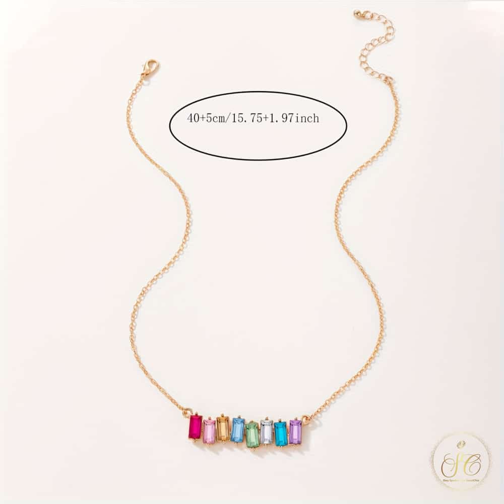 Signature Bohemian Style Geometric Colorful Square Necklace - SeoulChic.store