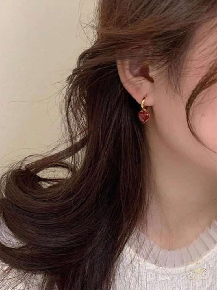 Timeless Charming Doublesided Oil Drop Heart Earrings - SeoulChic.store
