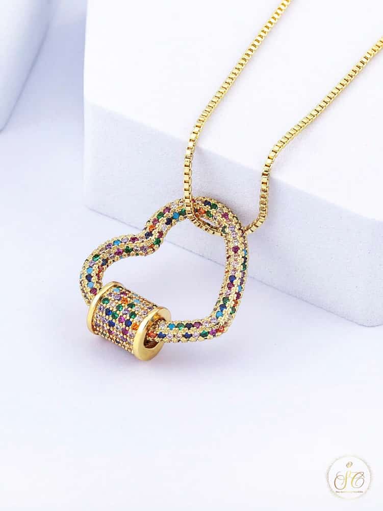 Elegant Colorful Cubic Zirconia Pendant Necklace - SeoulChic.store