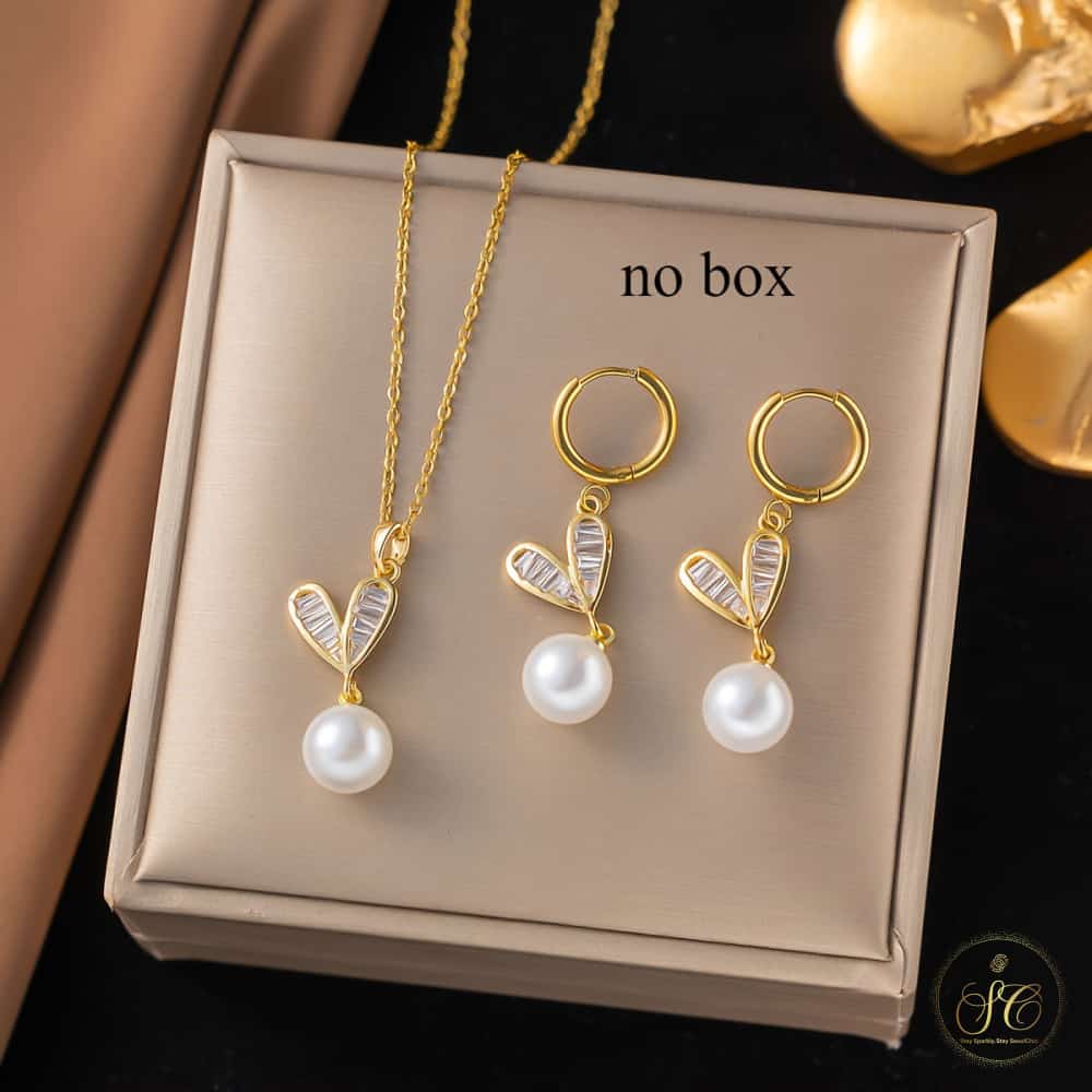 Signature Creative French Style Gold Plated Leaf Jewelry Set - SeoulChic.store