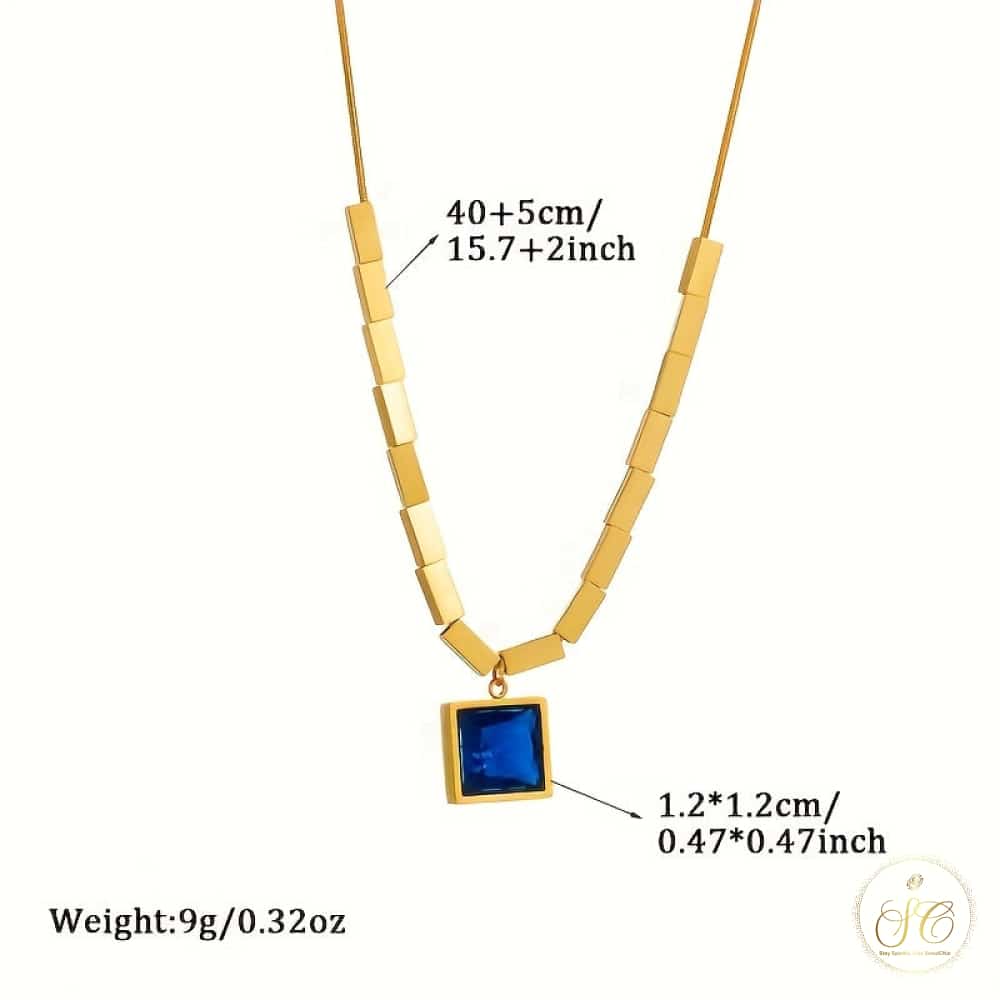 Luxury Elegant Vintage Blue Glass Pendant Necklace - SeoulChic.store