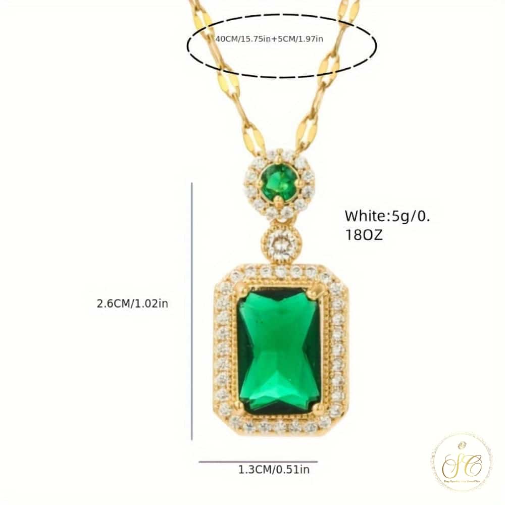 Premium Retro Green Geometric Luxury Niche Design Collarbone Necklace - SeoulChic.store