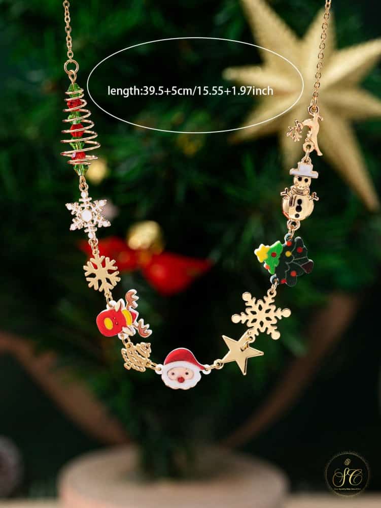 Signature Santa Snowflake Candy Cane Necklace - SeoulChic.store