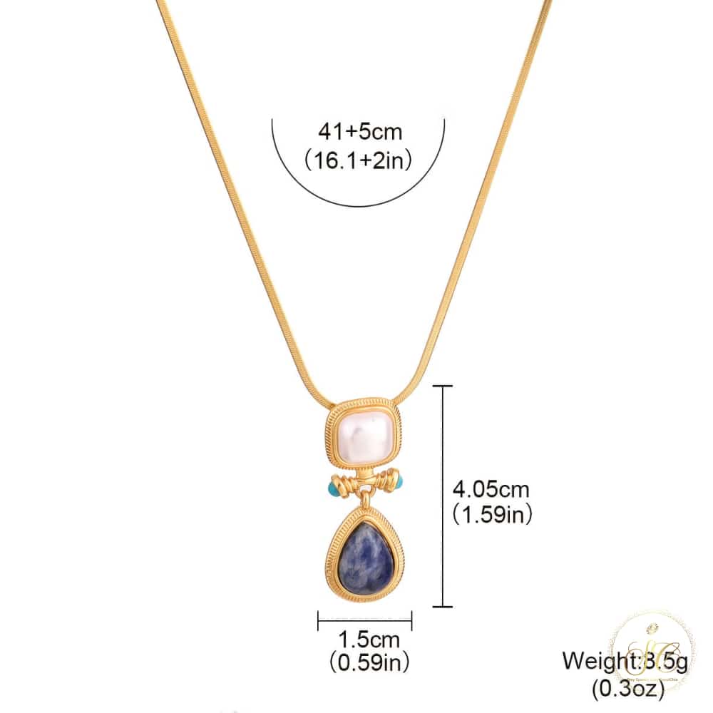 Luxury Vintage Bohemian Blue Flower Pendant Freshwater Pearl Necklace - SeoulChic.store