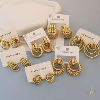 Timeless 10Pairs Of Random Golden Tone Multi Layer Hollow Geometric Earrings - SeoulChic.store
