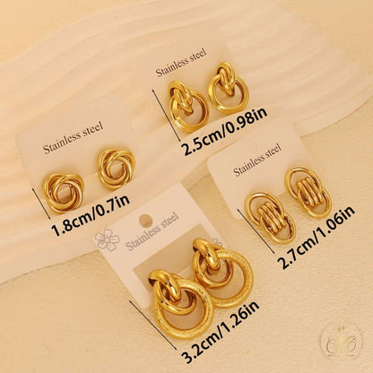 Timeless 10Pairs Of Random Golden Tone Multi Layer Hollow Geometric Earrings - SeoulChic.store