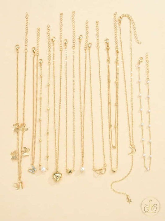 Signature 10Piece Elegant Butterfly Heart Star Moon Design Necklace Set - SeoulChic.store