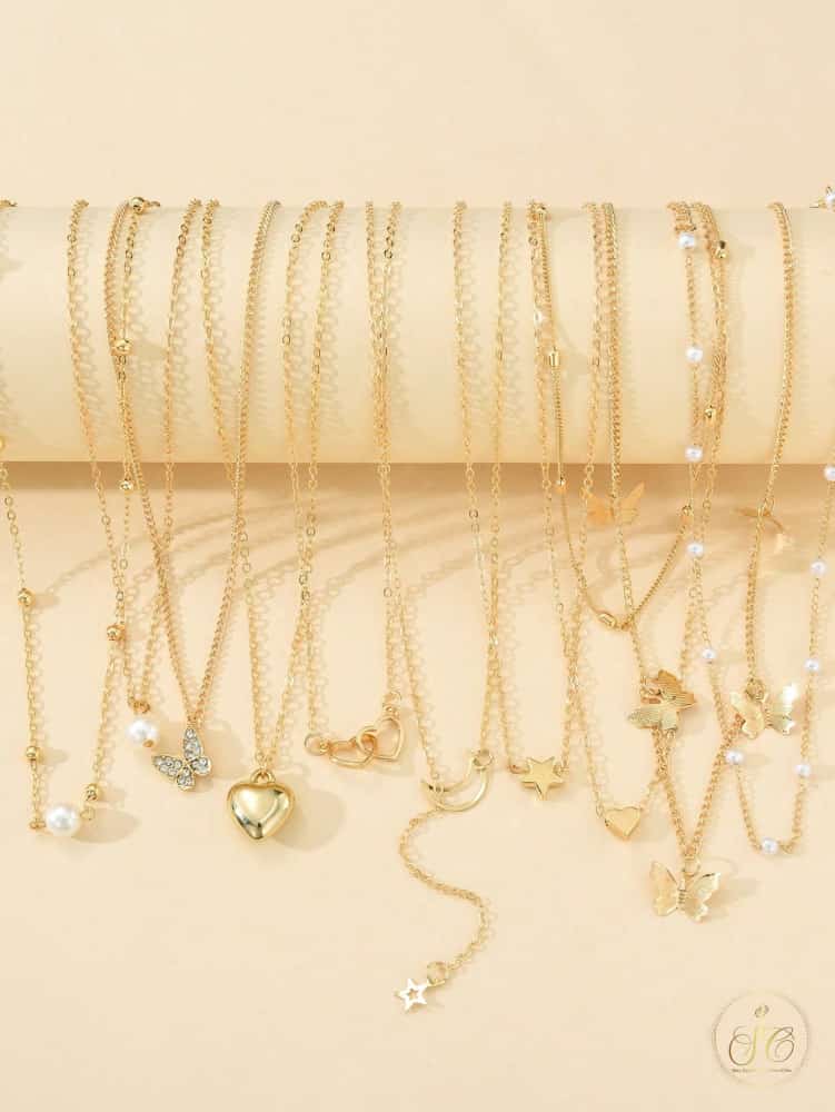 Signature 10Piece Elegant Butterfly Heart Star Moon Design Necklace Set - SeoulChic.store