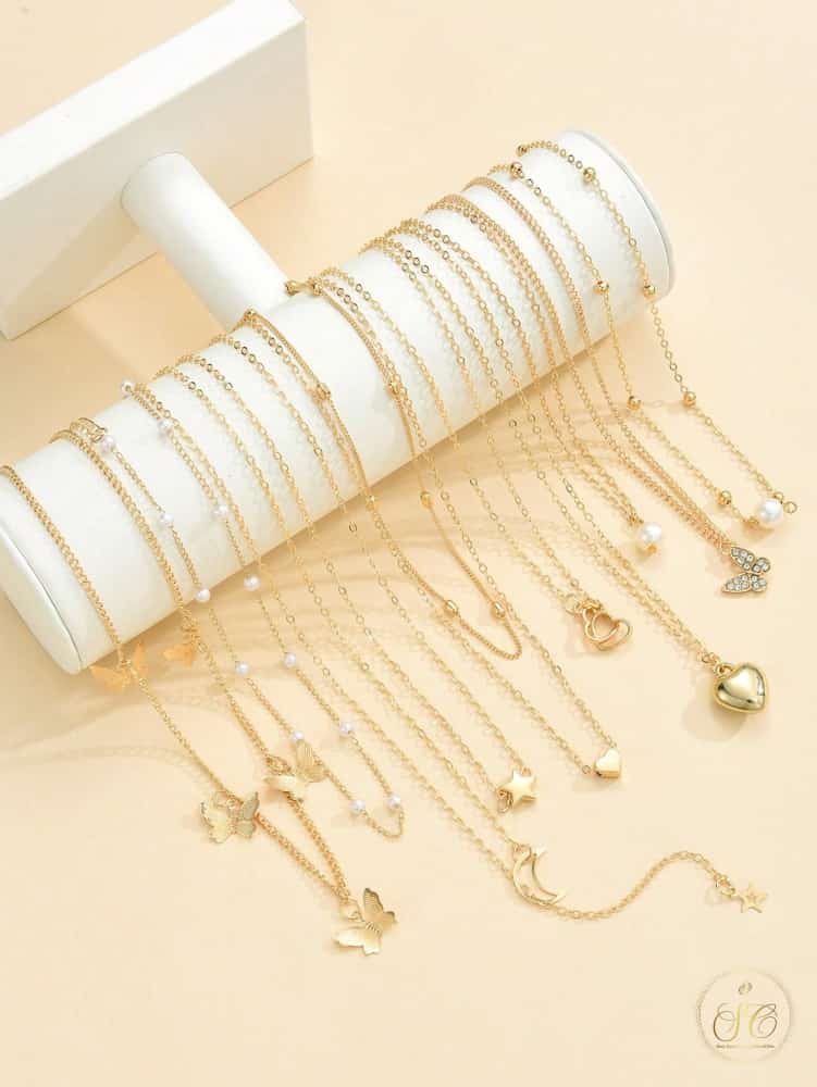 Signature 10Piece Elegant Butterfly Heart Star Moon Design Necklace Set - SeoulChic.store