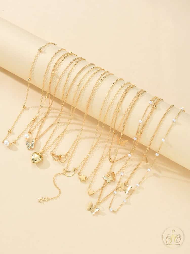 Signature 10Piece Elegant Butterfly Heart Star Moon Design Necklace Set - SeoulChic.store