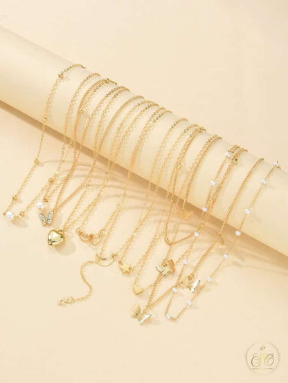 Signature 10Piece Elegant Butterfly Heart Star Moon Design Necklace Set - SeoulChic.store