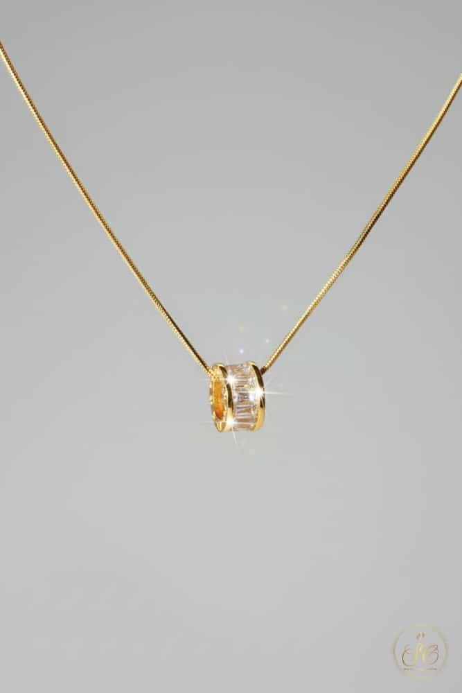 Elegant 18K Goldplated Cubic Zirconia Lucky Ring Pendant Necklace - SeoulChic.store