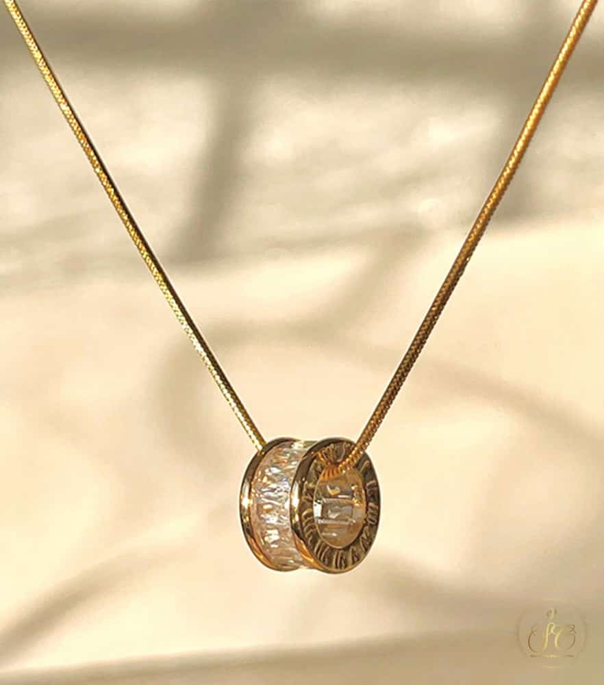 Elegant 18K Goldplated Cubic Zirconia Lucky Ring Pendant Necklace - SeoulChic.store