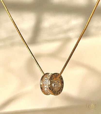 Elegant 18K Goldplated Cubic Zirconia Lucky Ring Pendant Necklace - SeoulChic.store