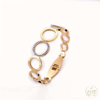 Chic 18K Gold Plated Stainless Steel Hollow Circle Design Bangle - SeoulChic.store
