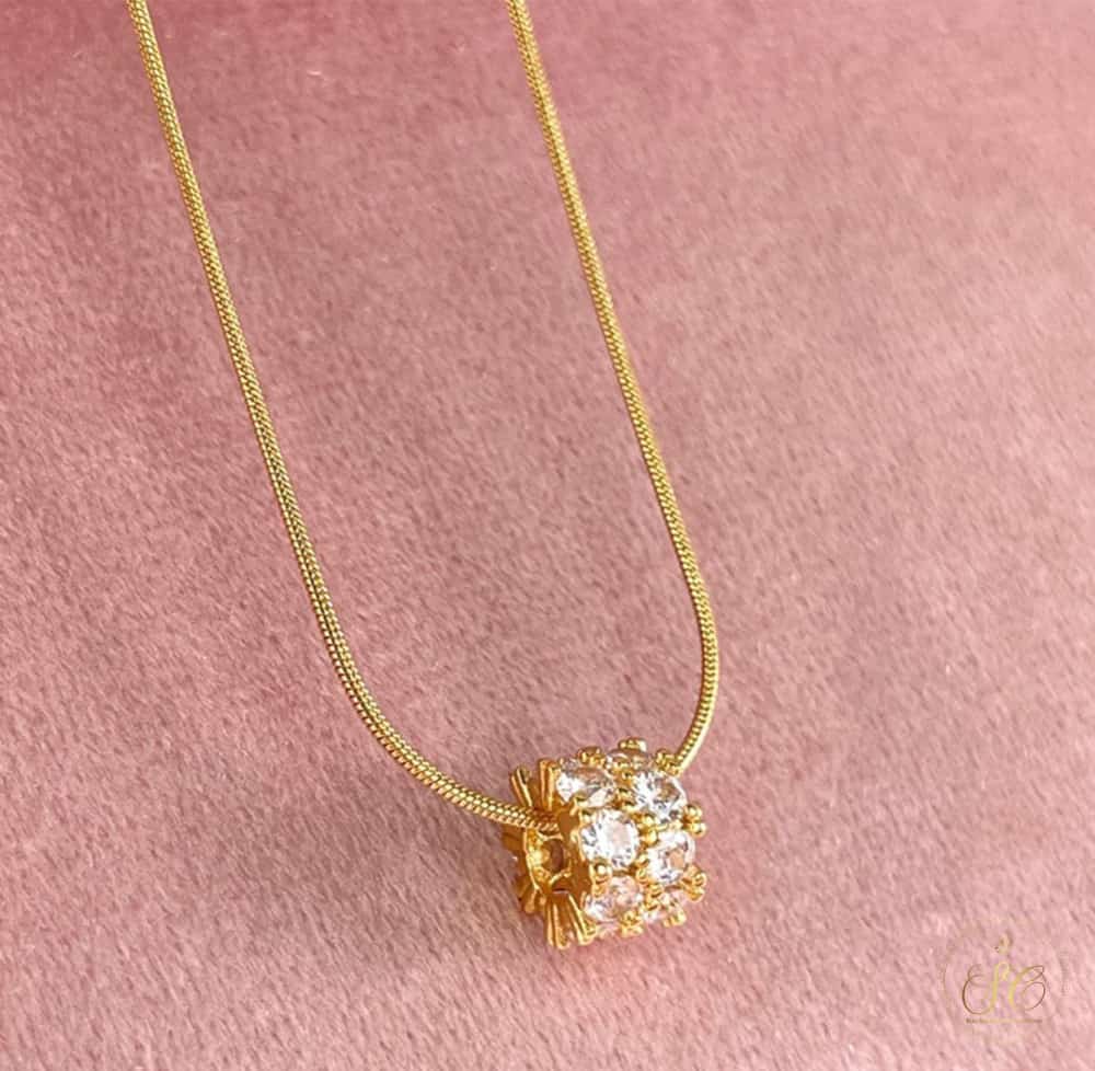 Timeless 18K Goldplated Zirconia Mini Lucky Wheel Pendant Necklace - SeoulChic.store