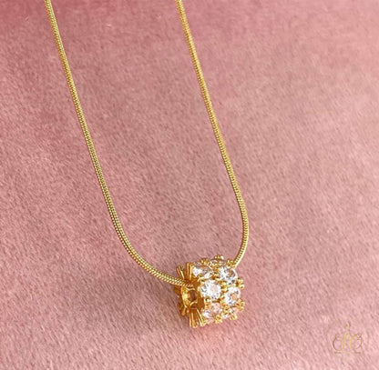 Timeless 18K Goldplated Zirconia Mini Lucky Wheel Pendant Necklace - SeoulChic.store