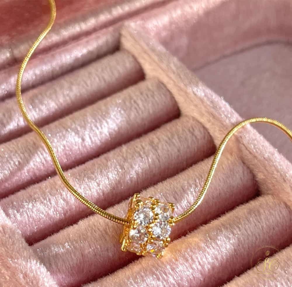 Timeless 18K Goldplated Zirconia Mini Lucky Wheel Pendant Necklace - SeoulChic.store