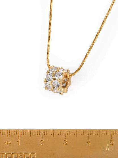 Timeless 18K Goldplated Zirconia Mini Lucky Wheel Pendant Necklace - SeoulChic.store