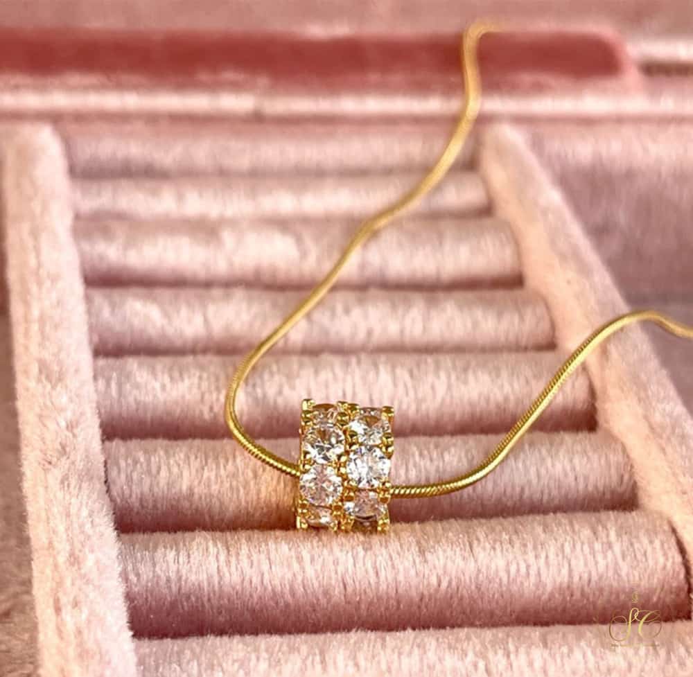 Timeless 18K Goldplated Zirconia Mini Lucky Wheel Pendant Necklace - SeoulChic.store