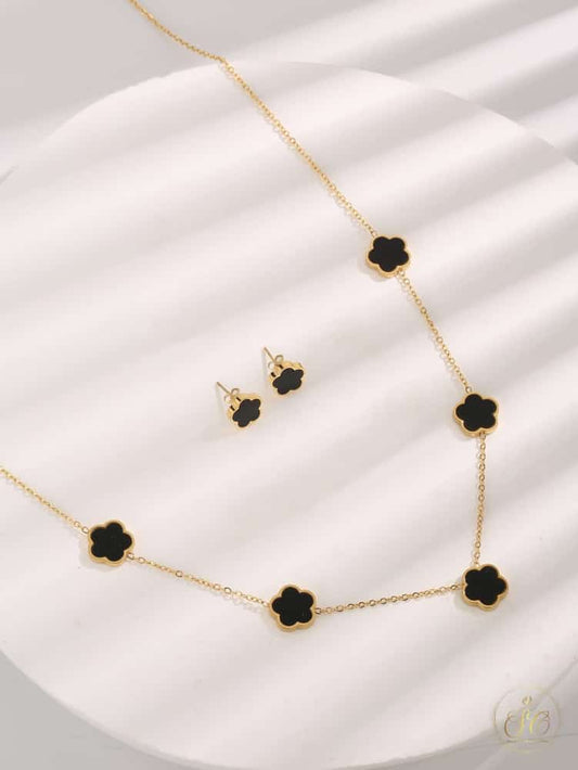 Chic 3Piece Elegant Stainless Steel Flower Jewelry Set - SeoulChic.store