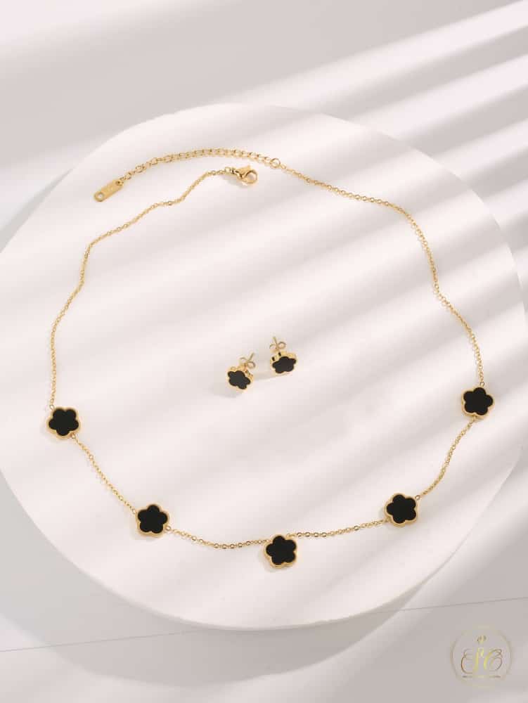 Chic 3Piece Elegant Stainless Steel Flower Jewelry Set - SeoulChic.store