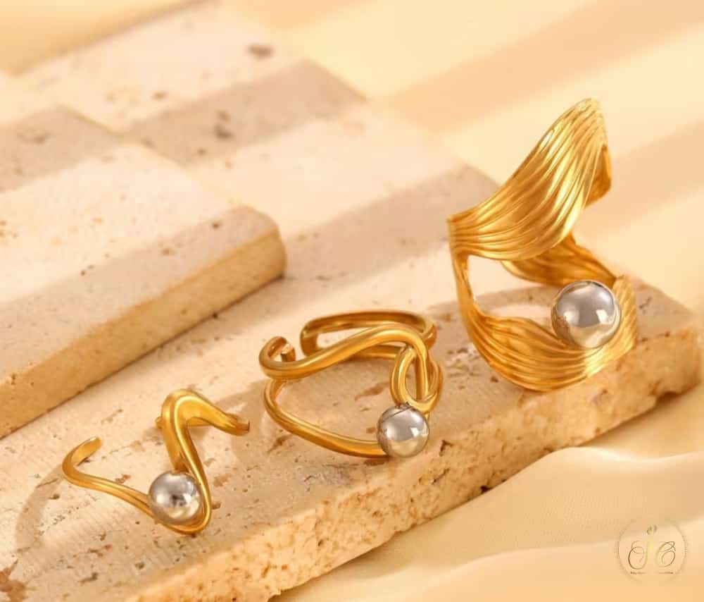 Refined 3Piece Modern Irregular Shape Ring Set - SeoulChic.store