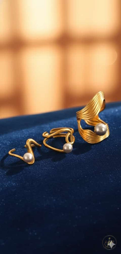 Refined 3Piece Modern Irregular Shape Ring Set - SeoulChic.store