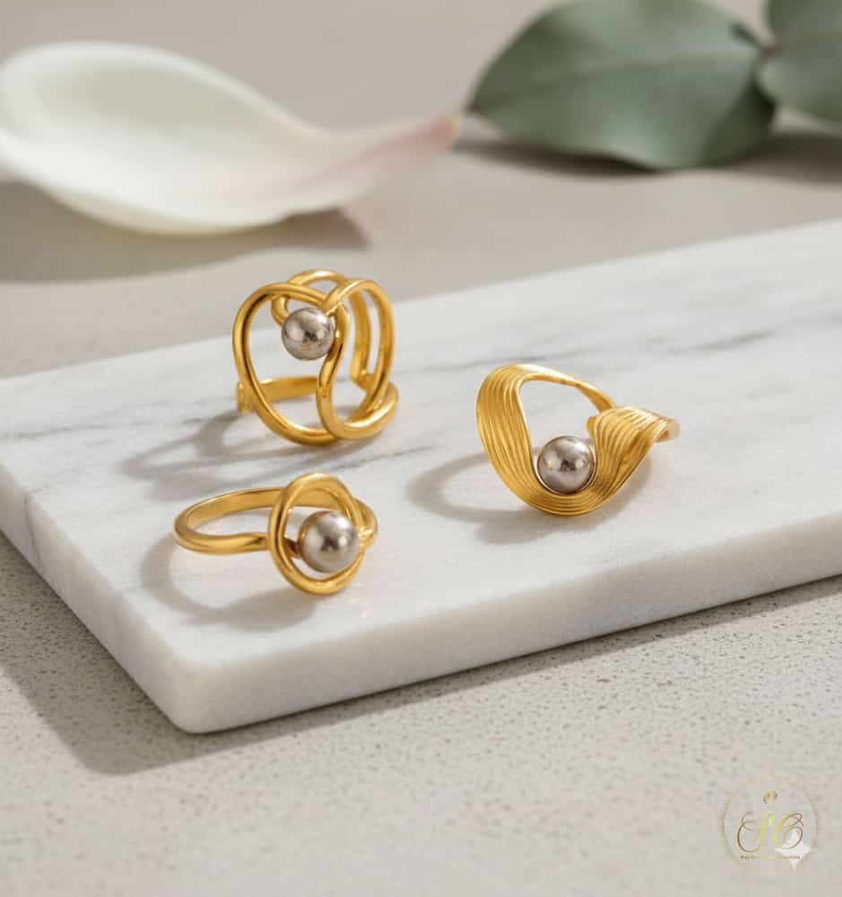 Signature 3Piece Stylish Irregular Form Ring Set - SeoulChic.store