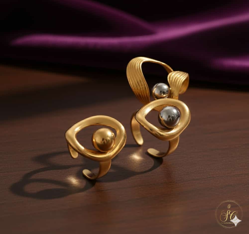 Refined 3Piece Unique Freeform Irregular Shape Ring Set - SeoulChic.store