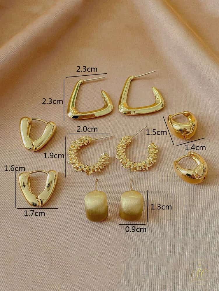 Modern 5Piece Minimalist Vintage Geometric Metal Earrings Set - SeoulChic.store