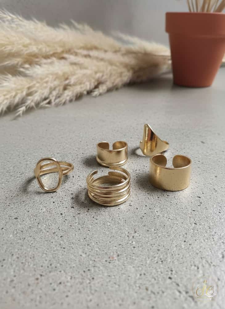 Classic 5Piece Modern Assorted Geometric Ring Set - SeoulChic.store
