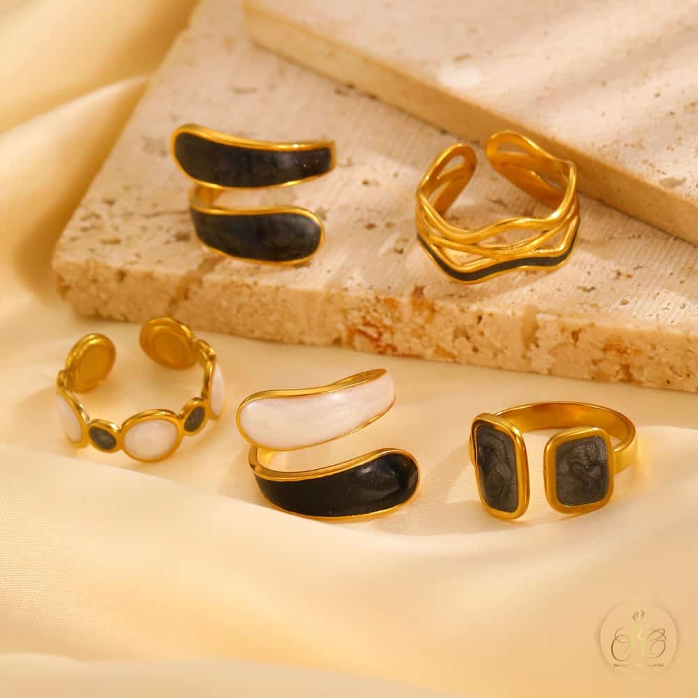 Luxury 5Piece Stainless Steel Minimalist Open Ring Set - SeoulChic.store