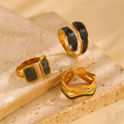 Luxury 5Piece Stainless Steel Minimalist Open Ring Set - SeoulChic.store