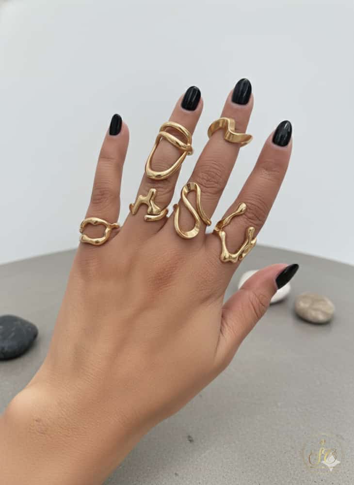 Elegant 6Piece Trendy Mixed Geometric Shapes Ring Set - SeoulChic.store