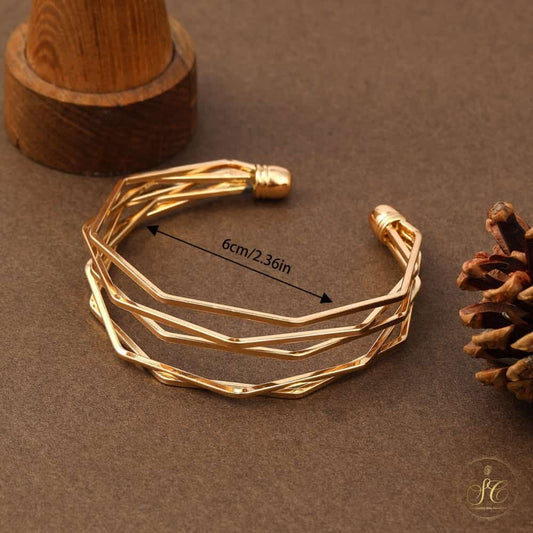 Timeless A Polygon Shaped Gold Bangle - SeoulChic.store