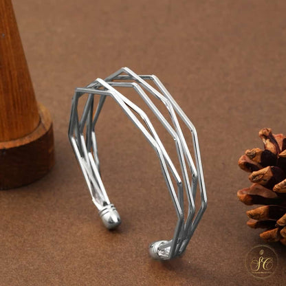 Signature A Polygon Shaped Silver Bangle - SeoulChic.store