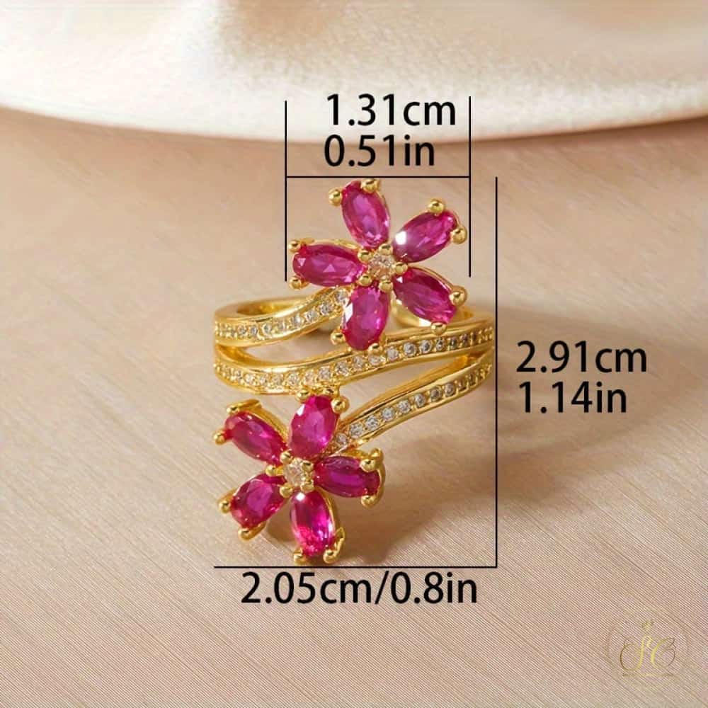 Chic Adjustable Red Flower Ring - SeoulChic.store