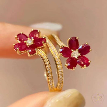 Chic Adjustable Red Flower Ring - SeoulChic.store