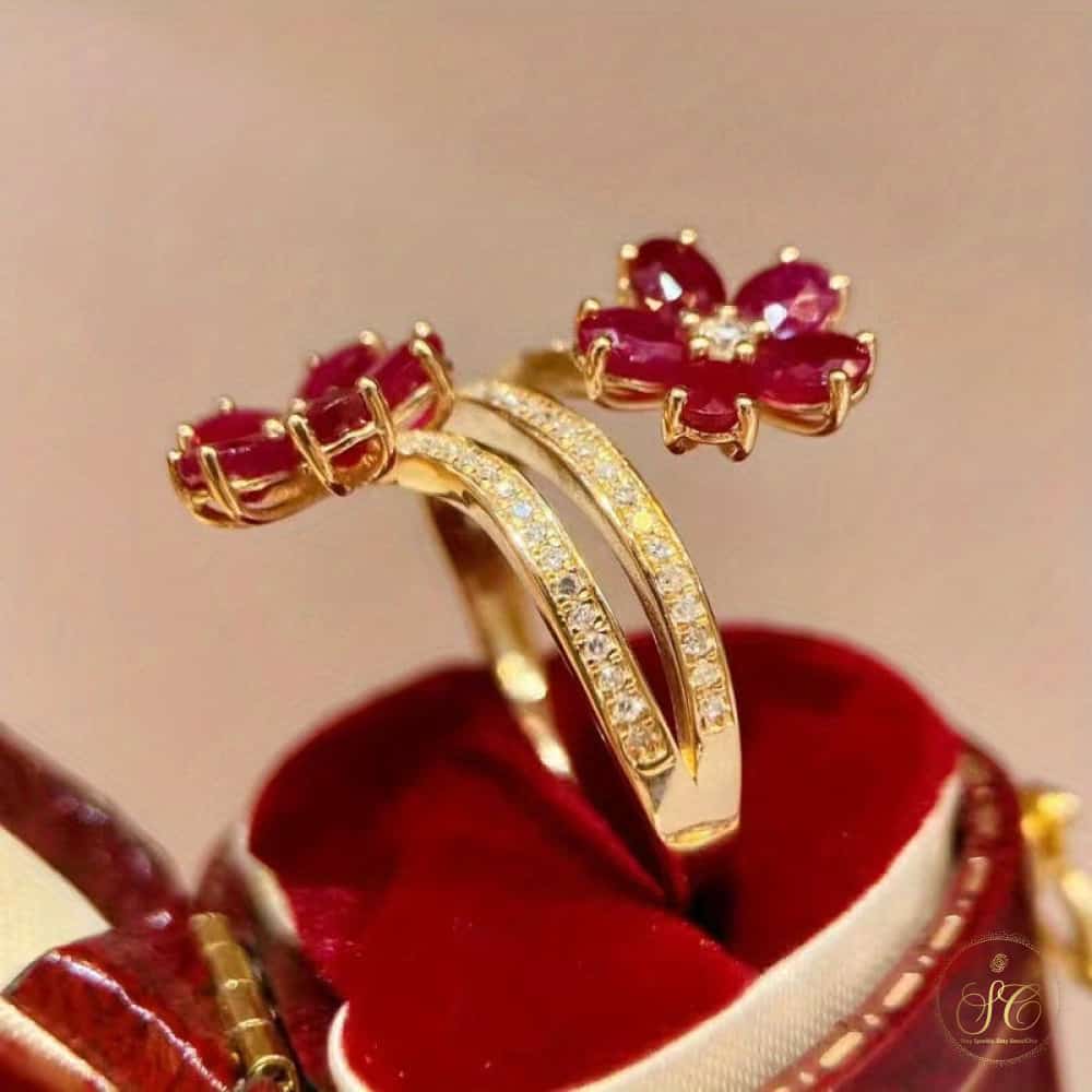 Chic Adjustable Red Flower Ring - SeoulChic.store
