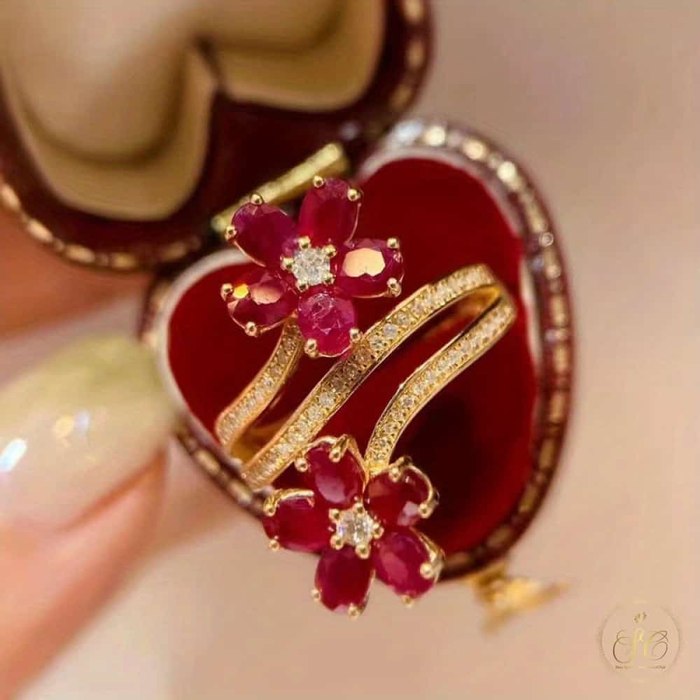 Chic Adjustable Red Flower Ring - SeoulChic.store