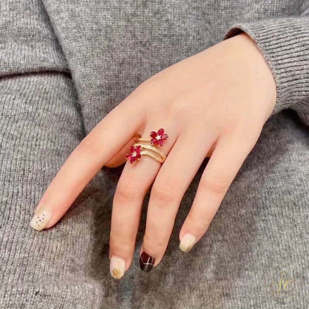 Chic Adjustable Red Flower Ring - SeoulChic.store