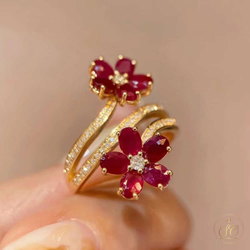 Chic Adjustable Red Flower Ring - SeoulChic.store