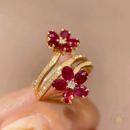 Chic Adjustable Red Flower Ring - SeoulChic.store