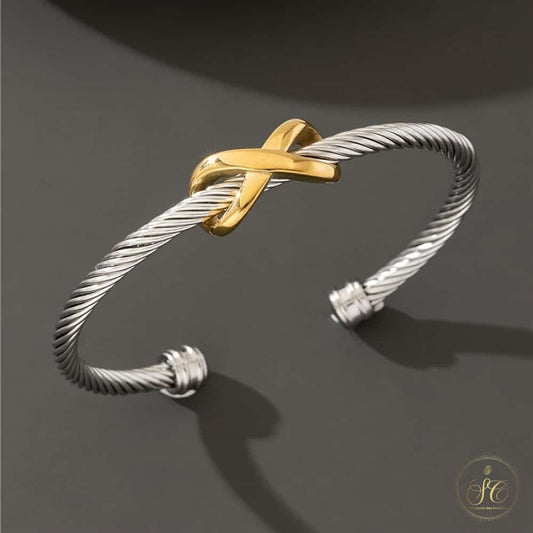 Premium Adjustable Stylish Two Tone Minimalist Bracelet - SeoulChic.store