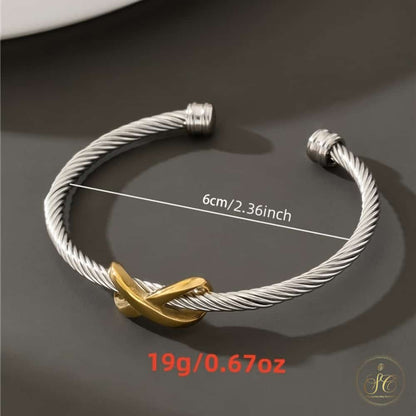 Premium Adjustable Stylish Two Tone Minimalist Bracelet - SeoulChic.store