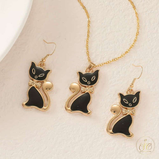 Modern Black Cat Jewelry Set - SeoulChic.store
