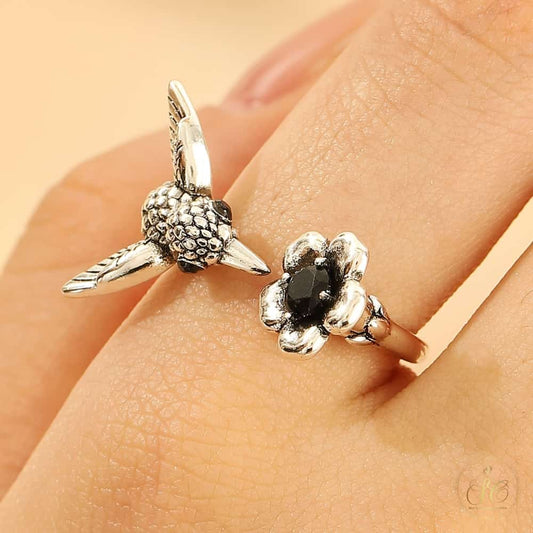 Luxury Bohemian Retro Style Hummingbird Floral Design Ring - SeoulChic.store